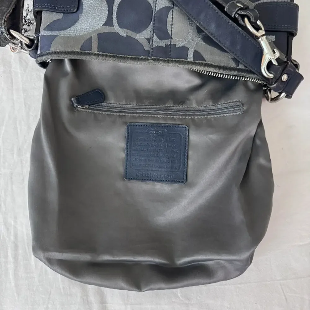Coach Moto Optic Metallic Chain Navy Signature Jacquard